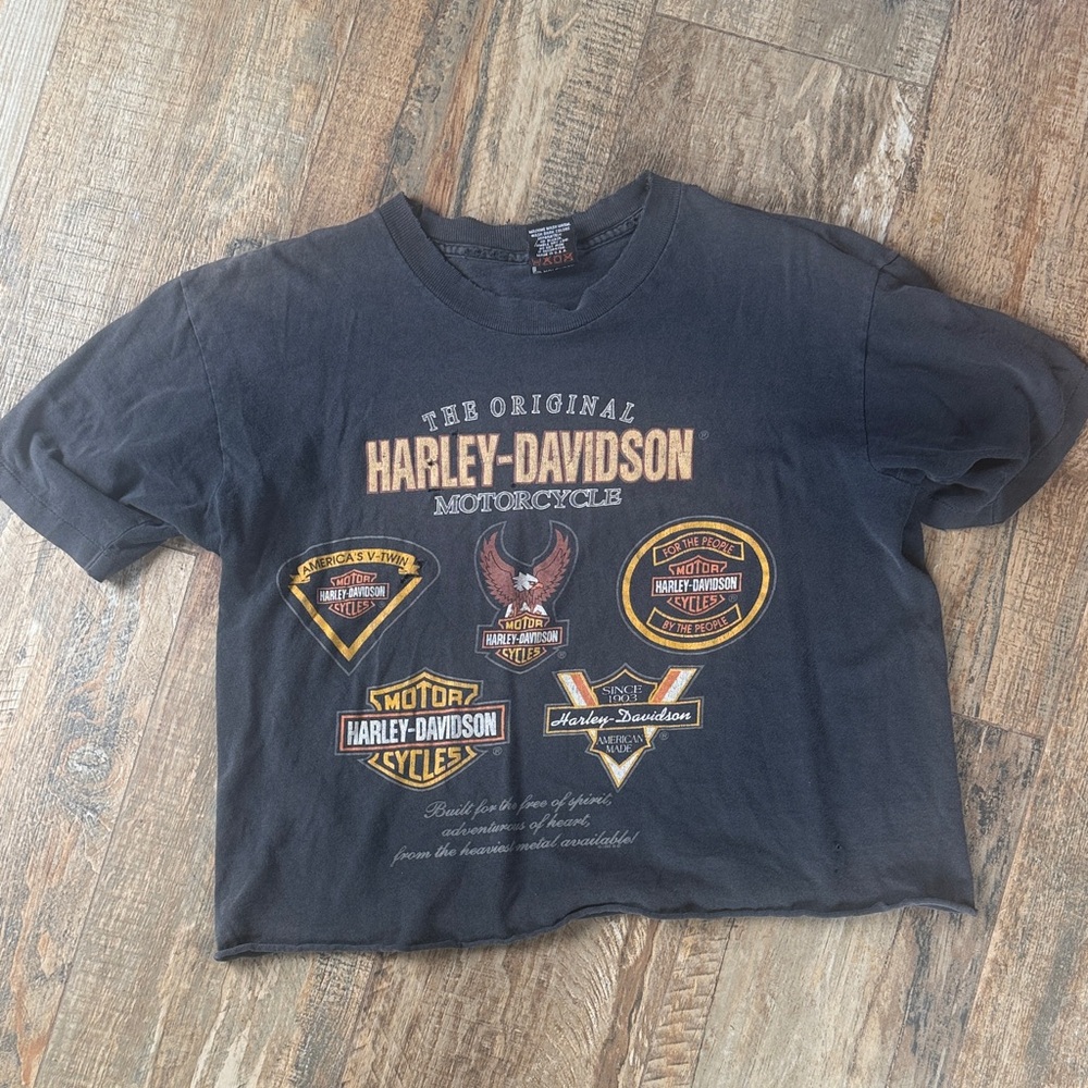 Harley-Davidson Vintage Tshirt Cropped Distressed